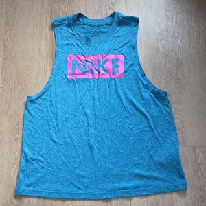 Nike Teal Tank with Pink Logo